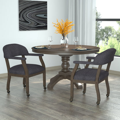 Boss Modern Captain’s guest, accent or dining chair in Slate Grade Commercial Grade Linen With Casters