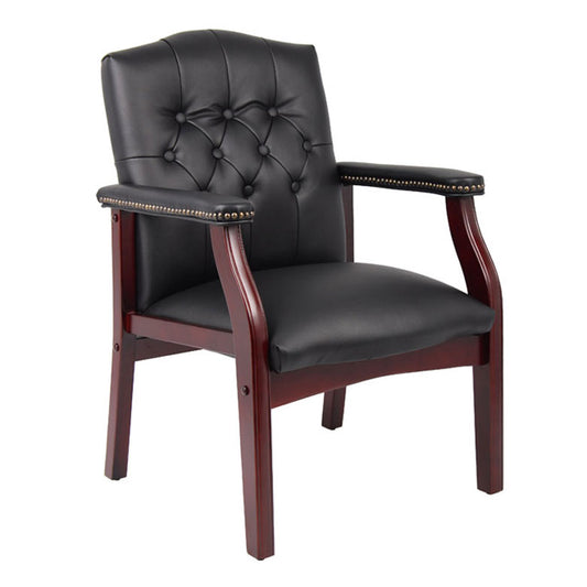 Boss Traditional Black Caressoft Vinyl guest, accent or dining chair