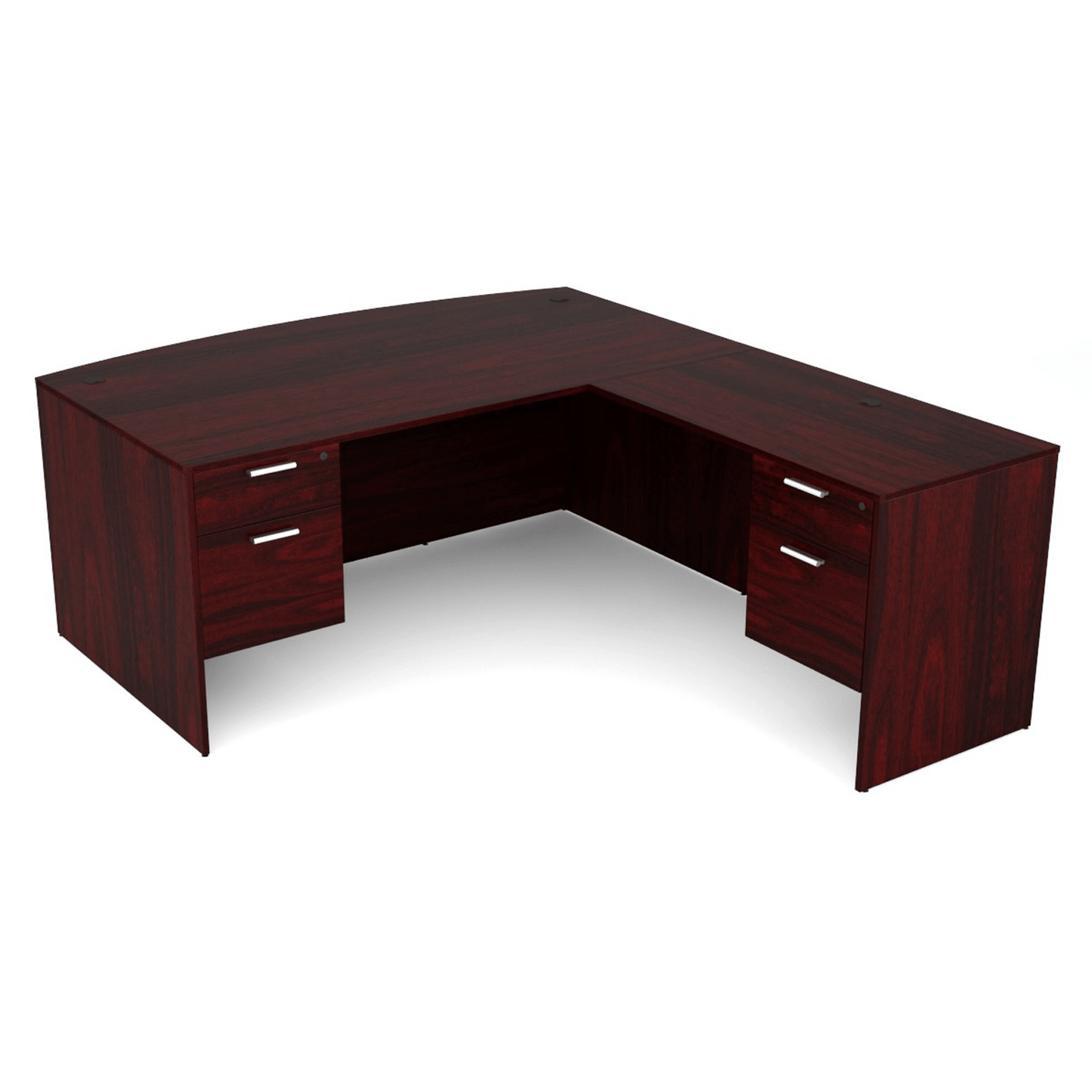 Kai Line Reversible Bow Front L-Desk with Double Suspended Pedestals