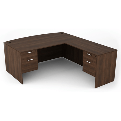 Kai Line Reversible Bow Front L-Desk with Double Suspended Pedestals