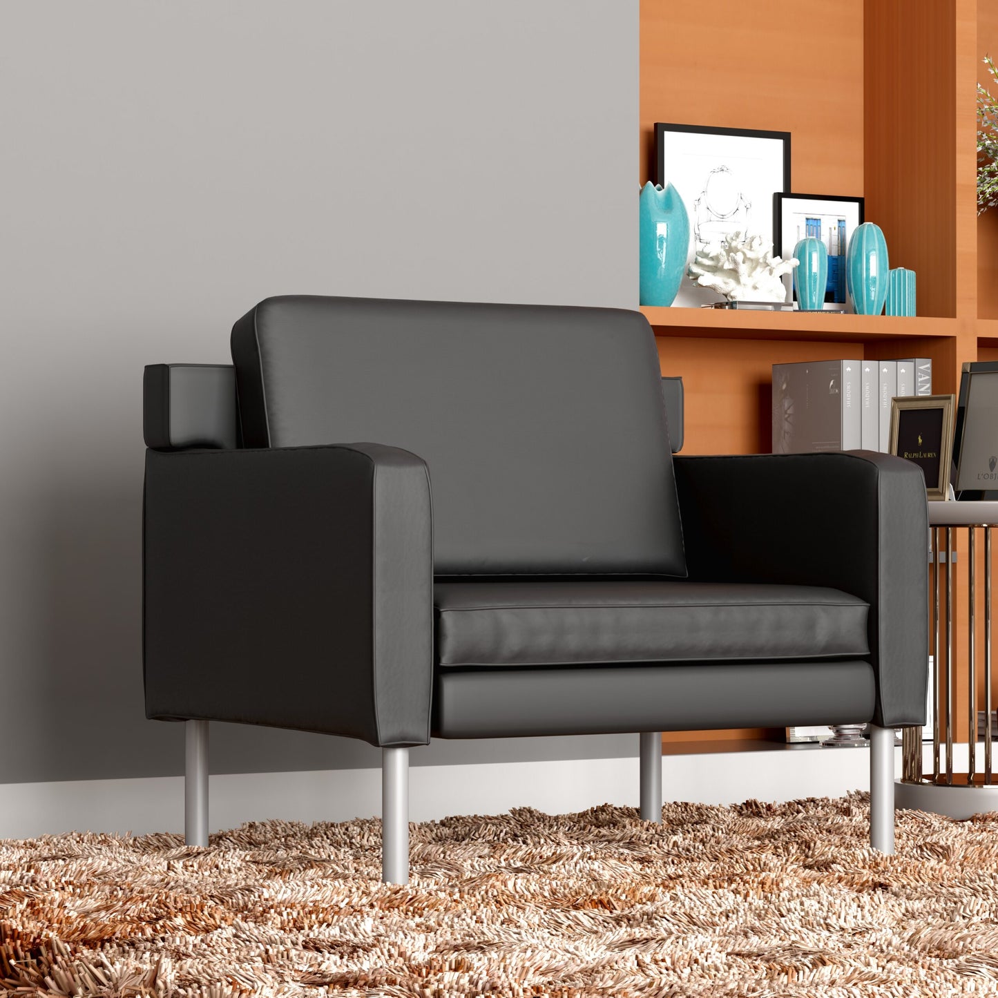 Boss Black Antimicrobial Vinyl Lounge Chair