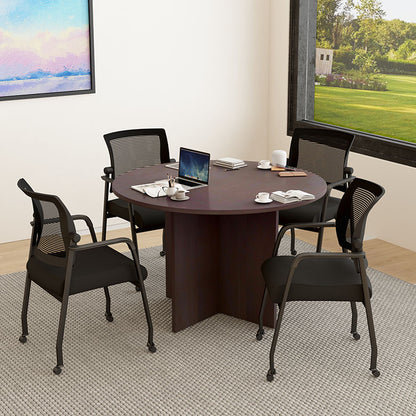 Boss Office Products 47"W Executive Round Conference Table And Chairs, Mocha