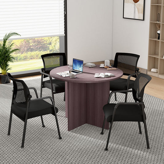 Boss Office Products 42"W Executive Round Conference Table And Chairs, Driftwood