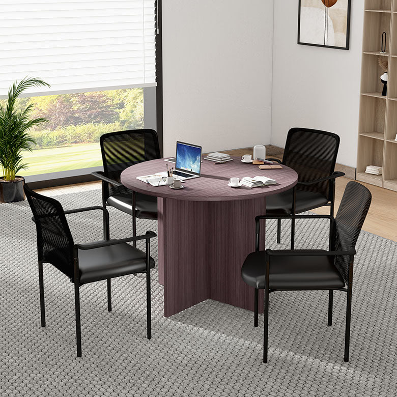 Boss Office Products 42"W Executive Round Conference Table And Chairs, Driftwood