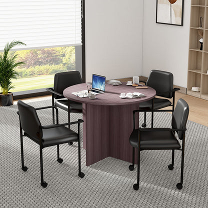 Boss Office Products 42"W Executive Round Conference Table And Chairs, Driftwood