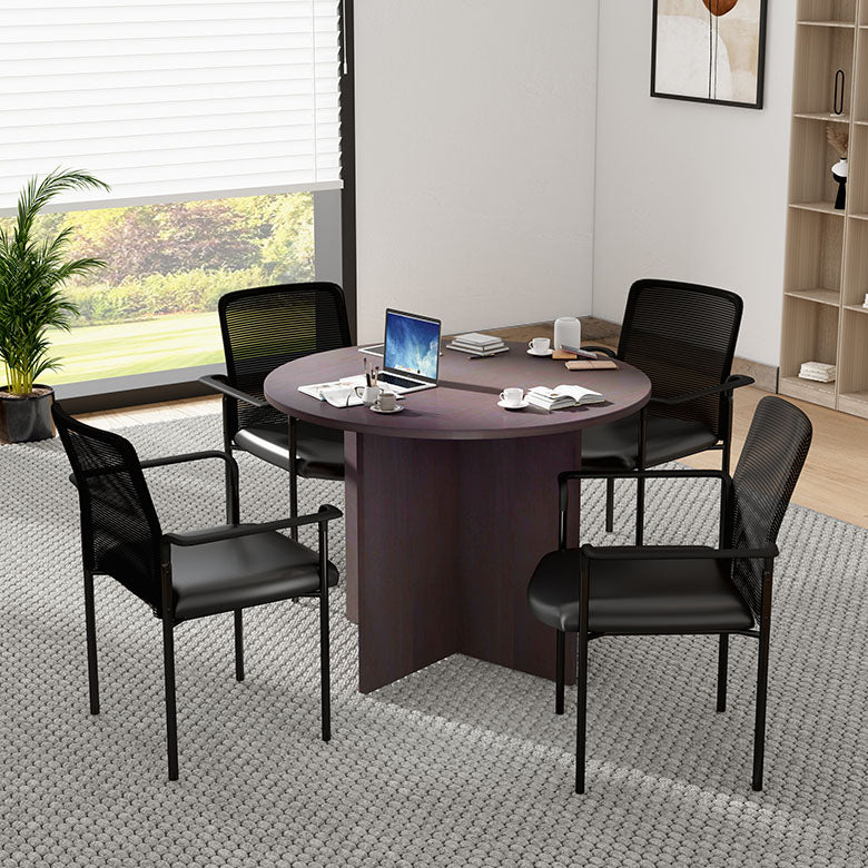 Boss Office Products 42"W Executive Round Conference Table And Chairs, Mocha