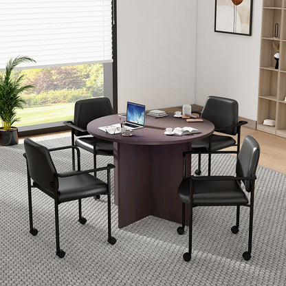 Boss Office Products 42"W Executive Round Conference Table And Chairs, Mocha