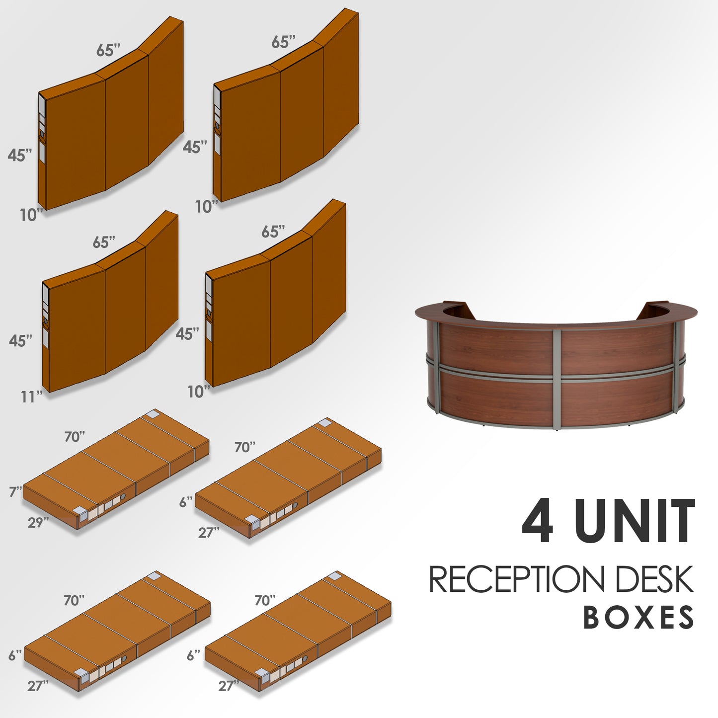 Linea Italia Curved Reception Desk with Counter 4 Units