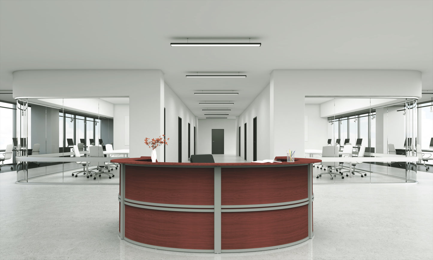 Linea Italia Curved Reception Desk with Counter 4 Units