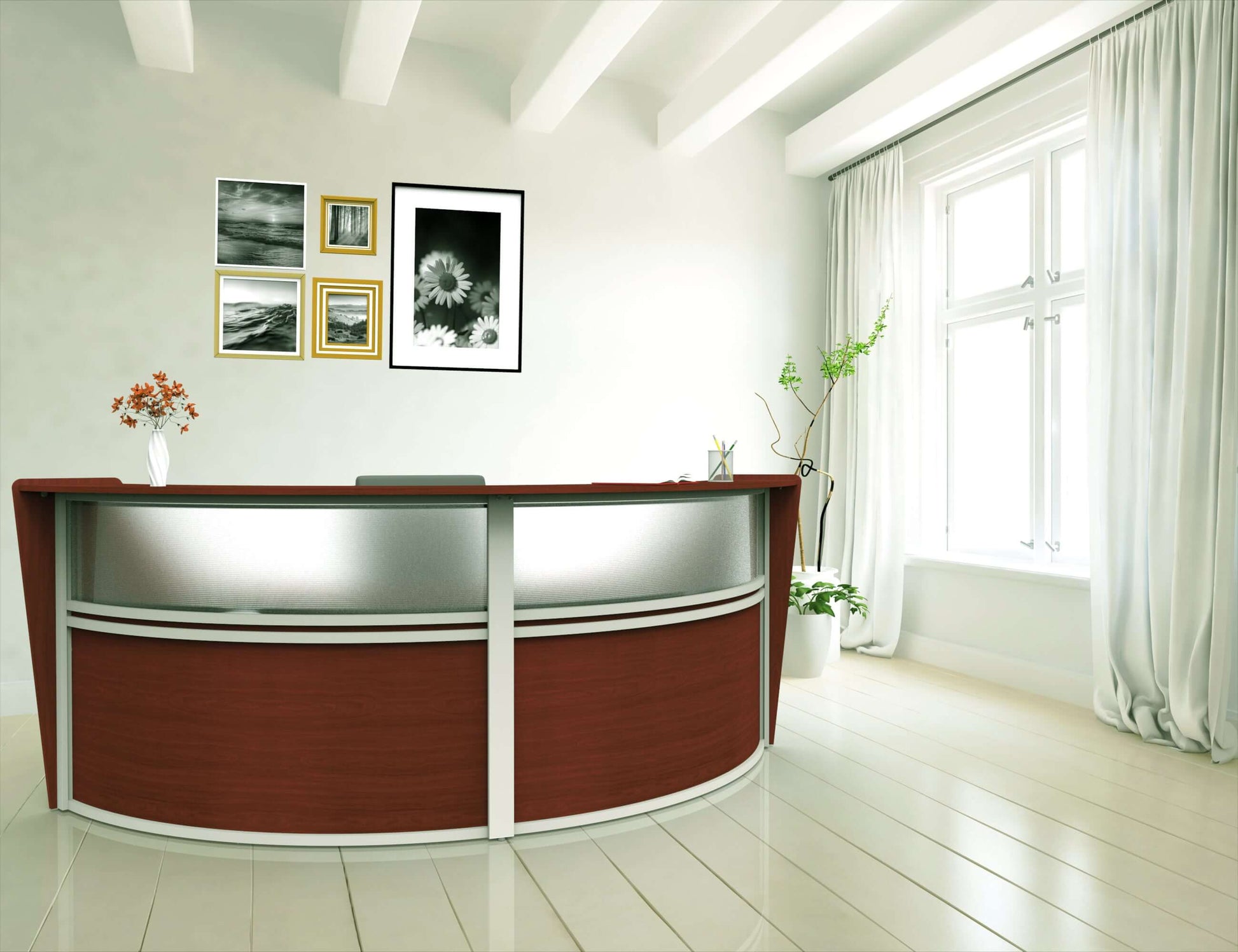 Linea Italia Curved Reception Desk with Polycarbonate 2 Units