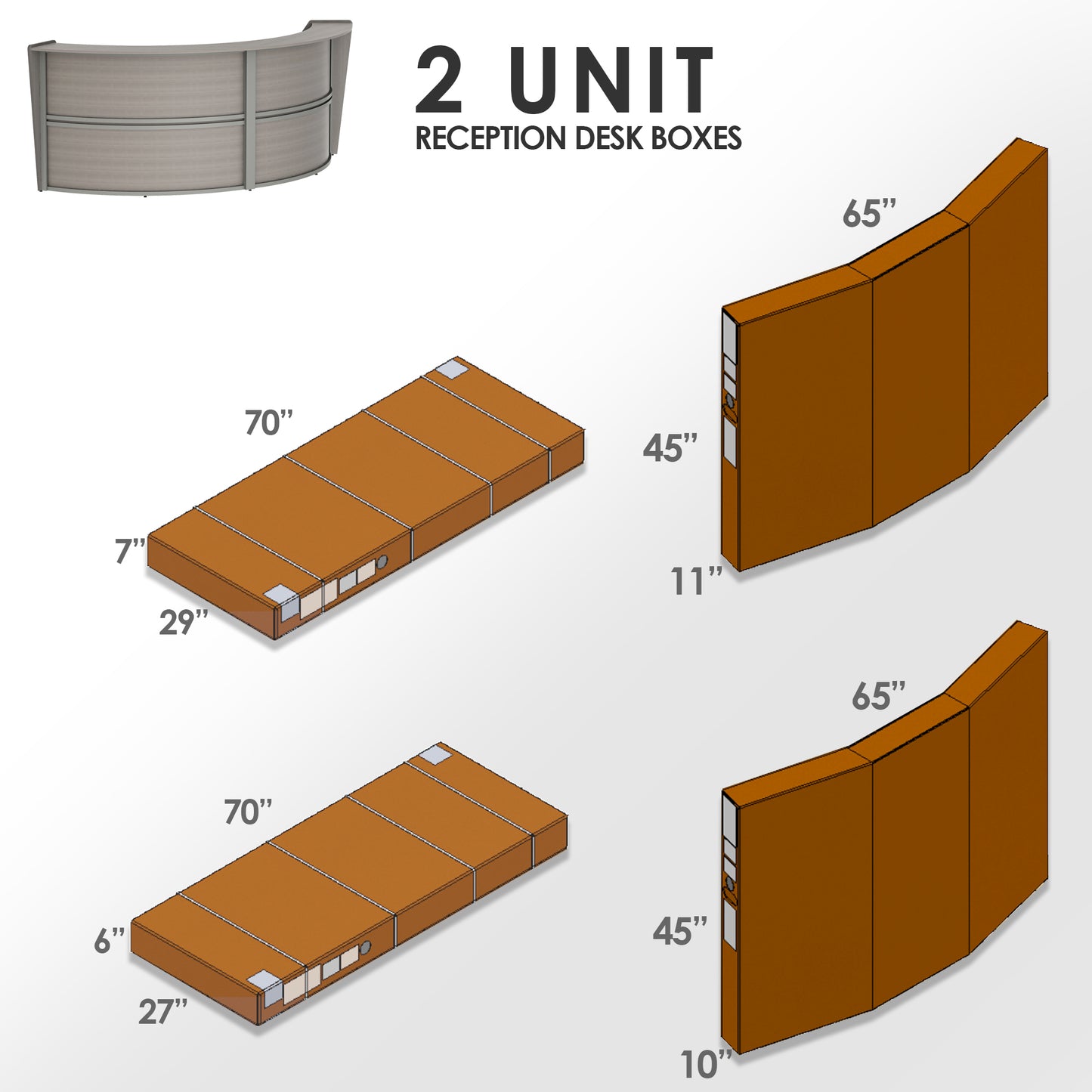 Linea Italia Curved Reception Desk with Counter 2 Units