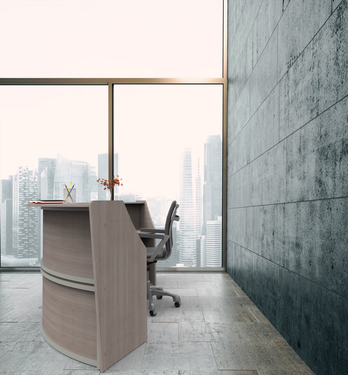 Linea Italia Curved Reception Desk with Counter 2 Units