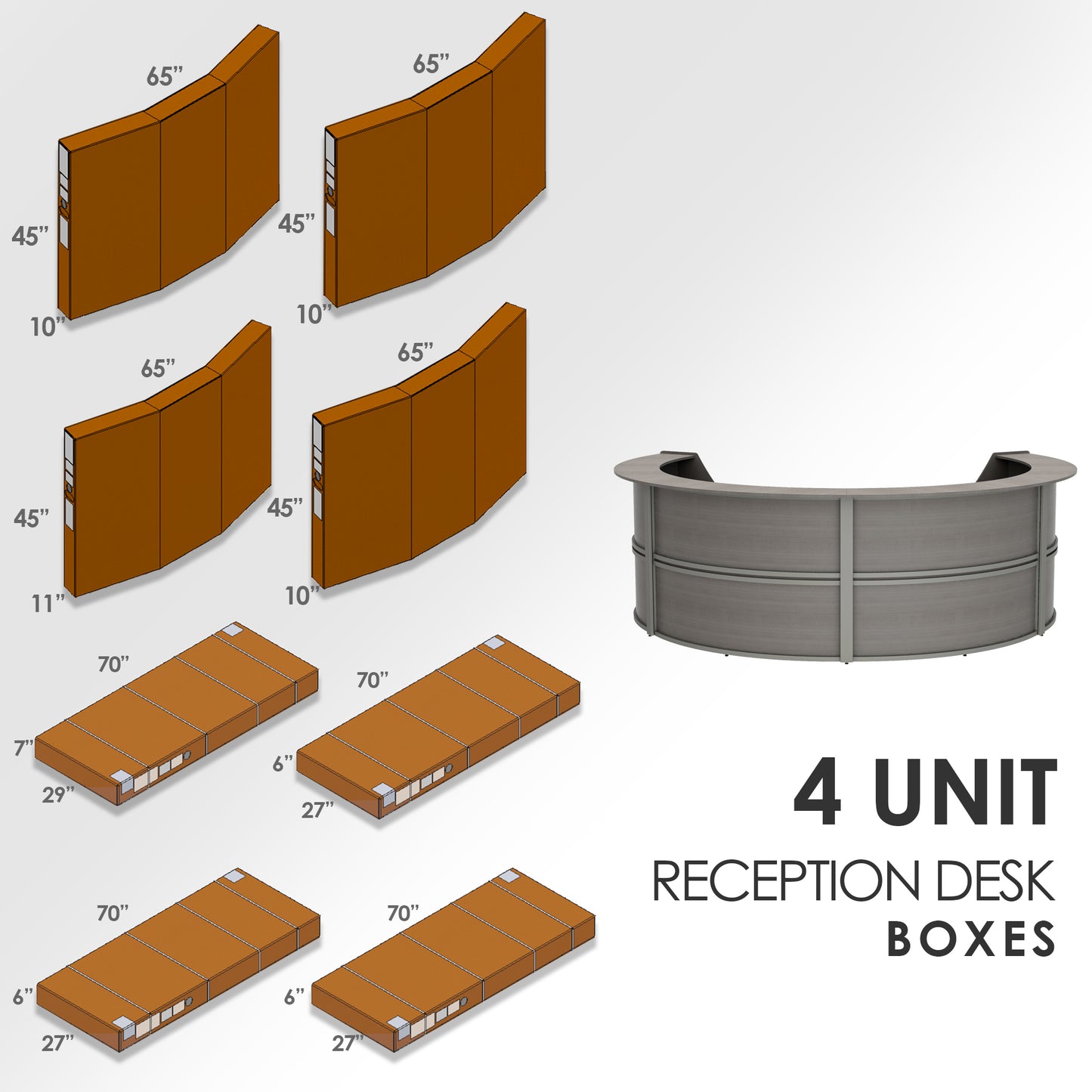 Linea Italia Curved Reception Desk with Counter 4 Units