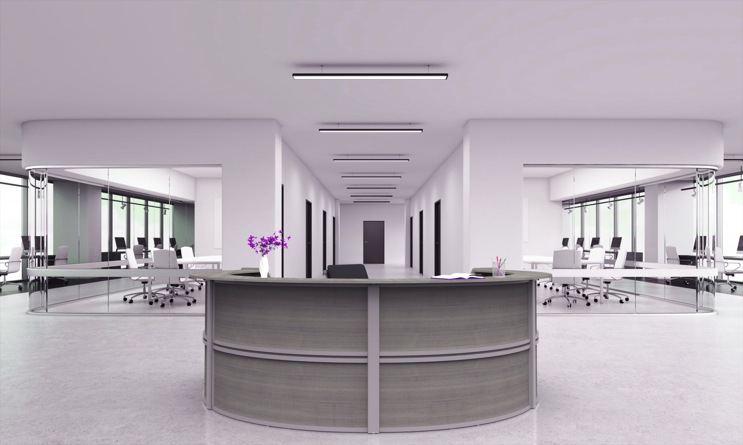 Linea Italia Curved Reception Desk with Counter 4 Units