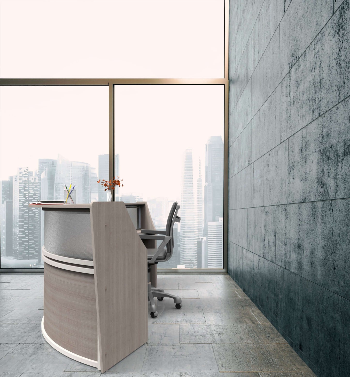 Linea Italia Curved Reception Desk with Polycarbonate 2 Units