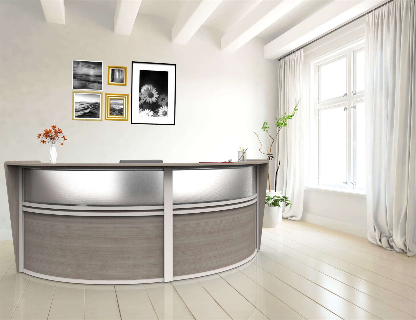 Linea Italia Curved Reception Desk with Polycarbonate 2 Units