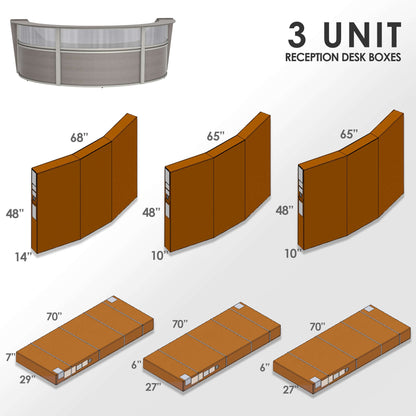 Linea Italia Curved Reception Desk with Polycarbonate 3 Units