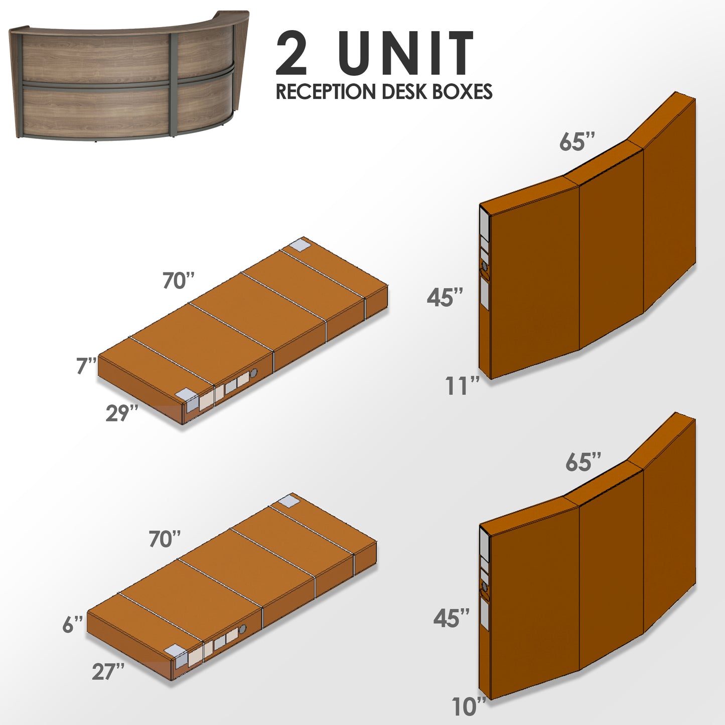 Linea Italia Curved Reception Desk with Counter 2 Units