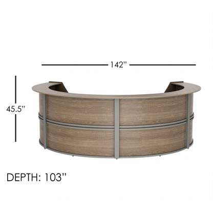 Linea Italia Curved Reception Desk with Counter 4 Units