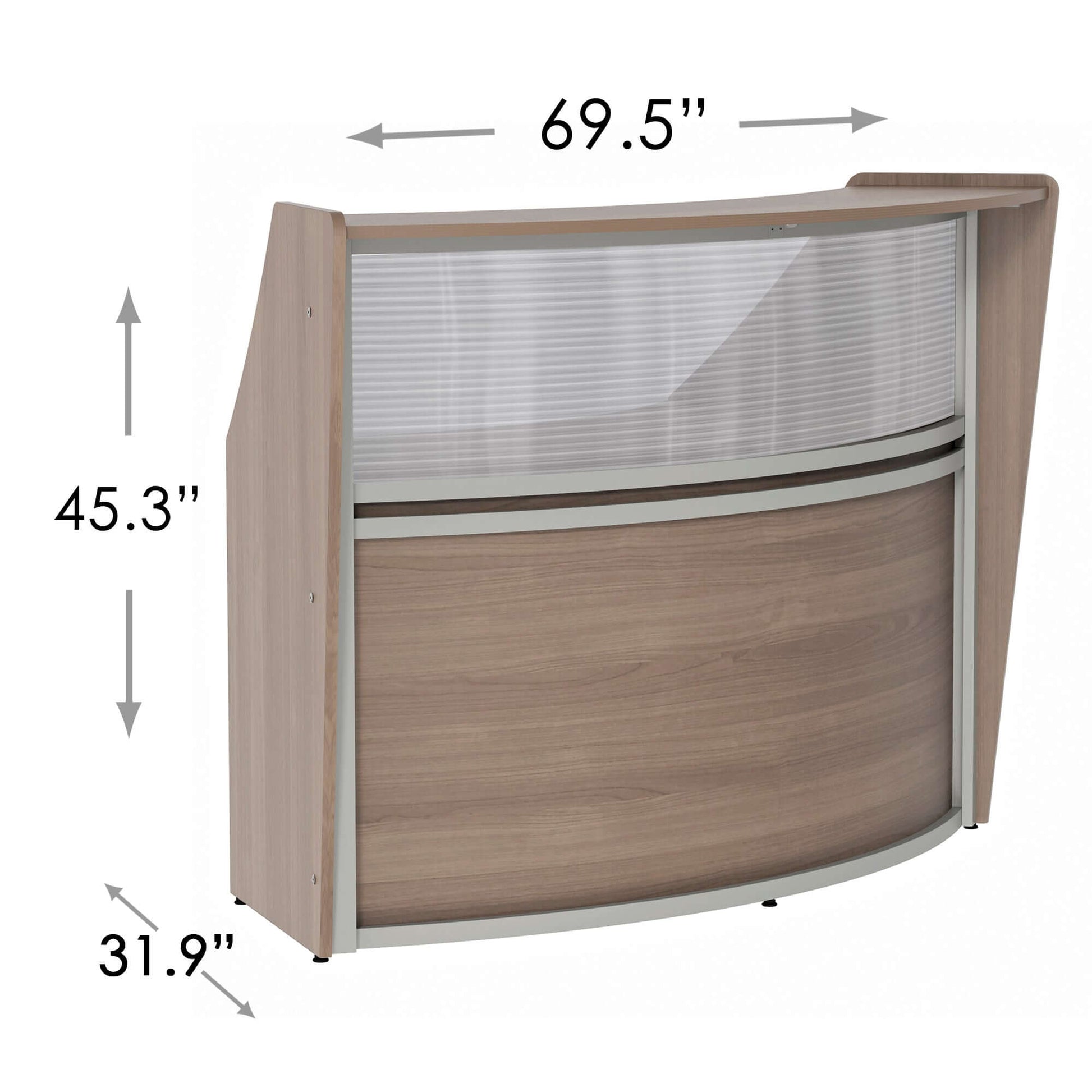 Linea Italia Curved Reception Desk with Polycarbonate Single Unit