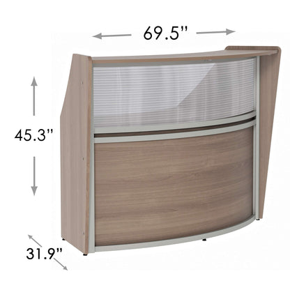 Linea Italia Curved Reception Desk with Polycarbonate Single Unit