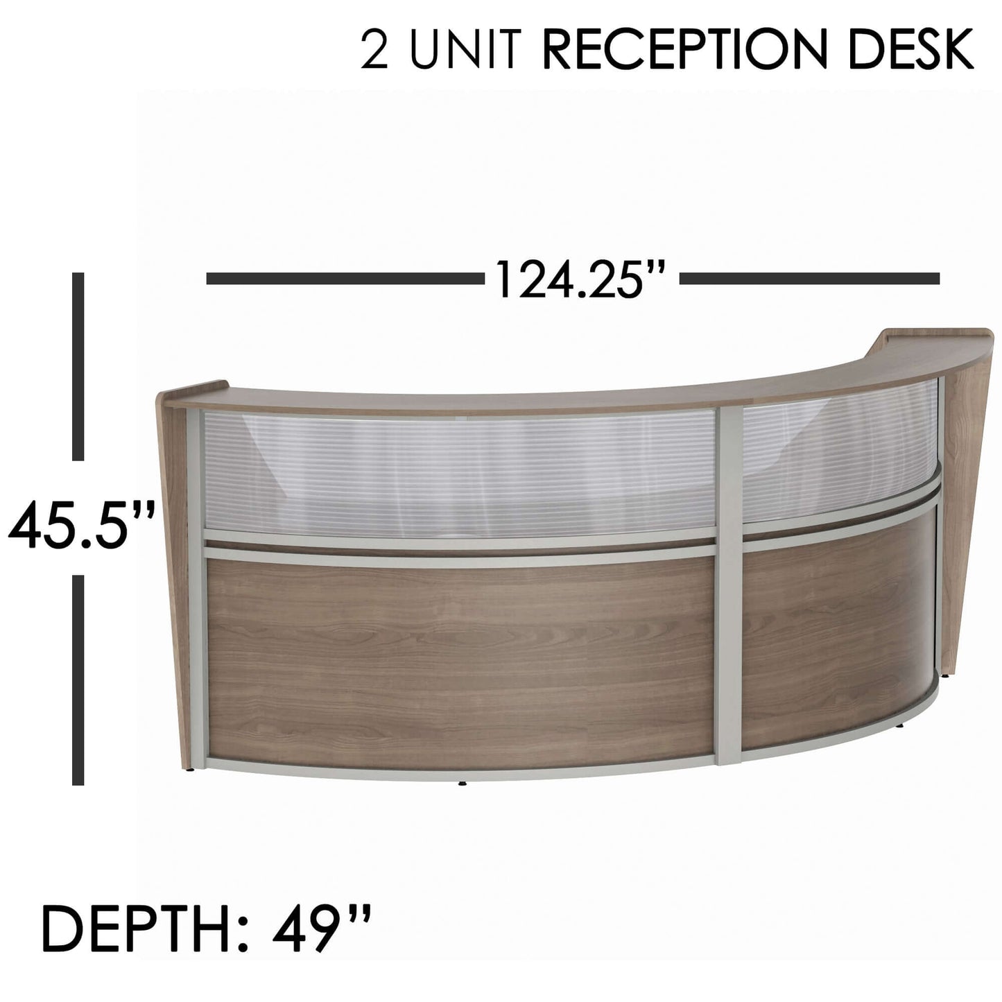 Linea Italia Curved Reception Desk with Polycarbonate 2 Units