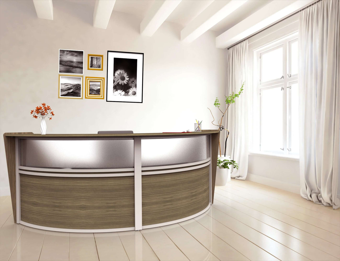 Linea Italia Curved Reception Desk with Polycarbonate 2 Units