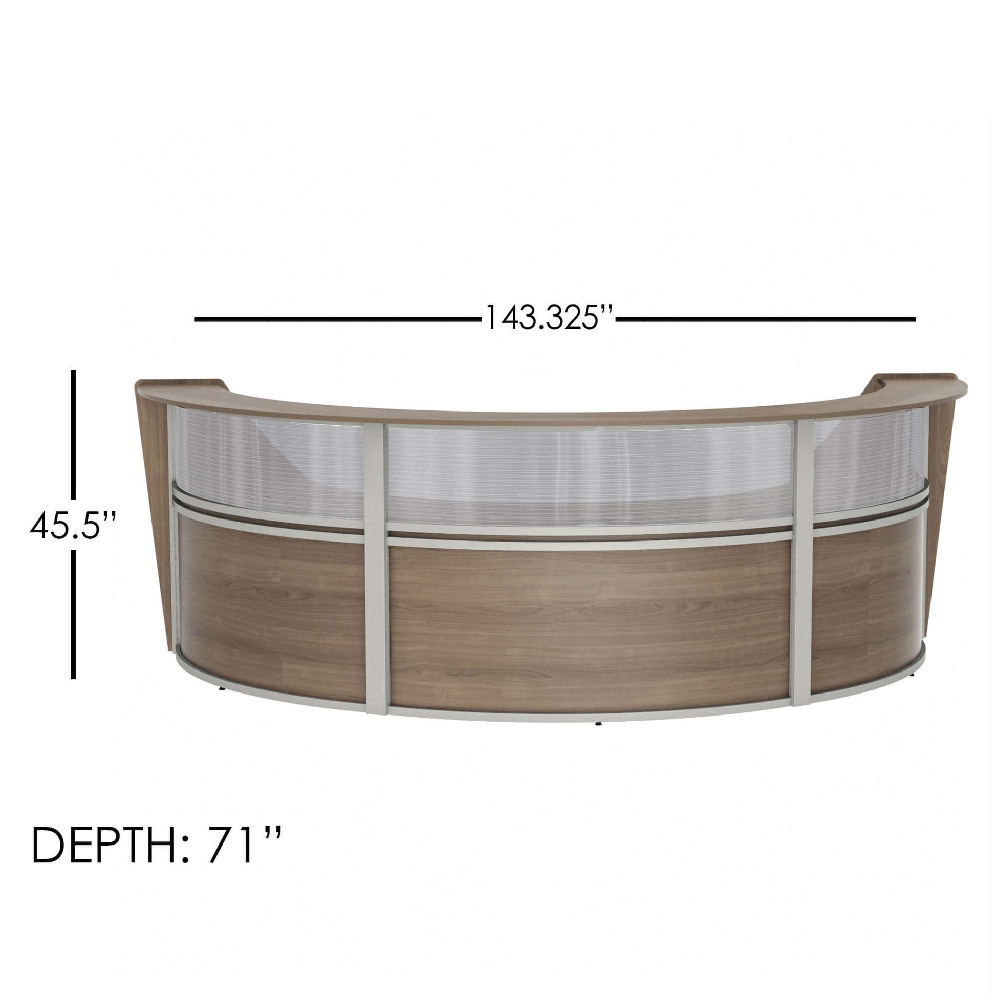 Linea Italia Curved Reception Desk with Polycarbonate 3 Units