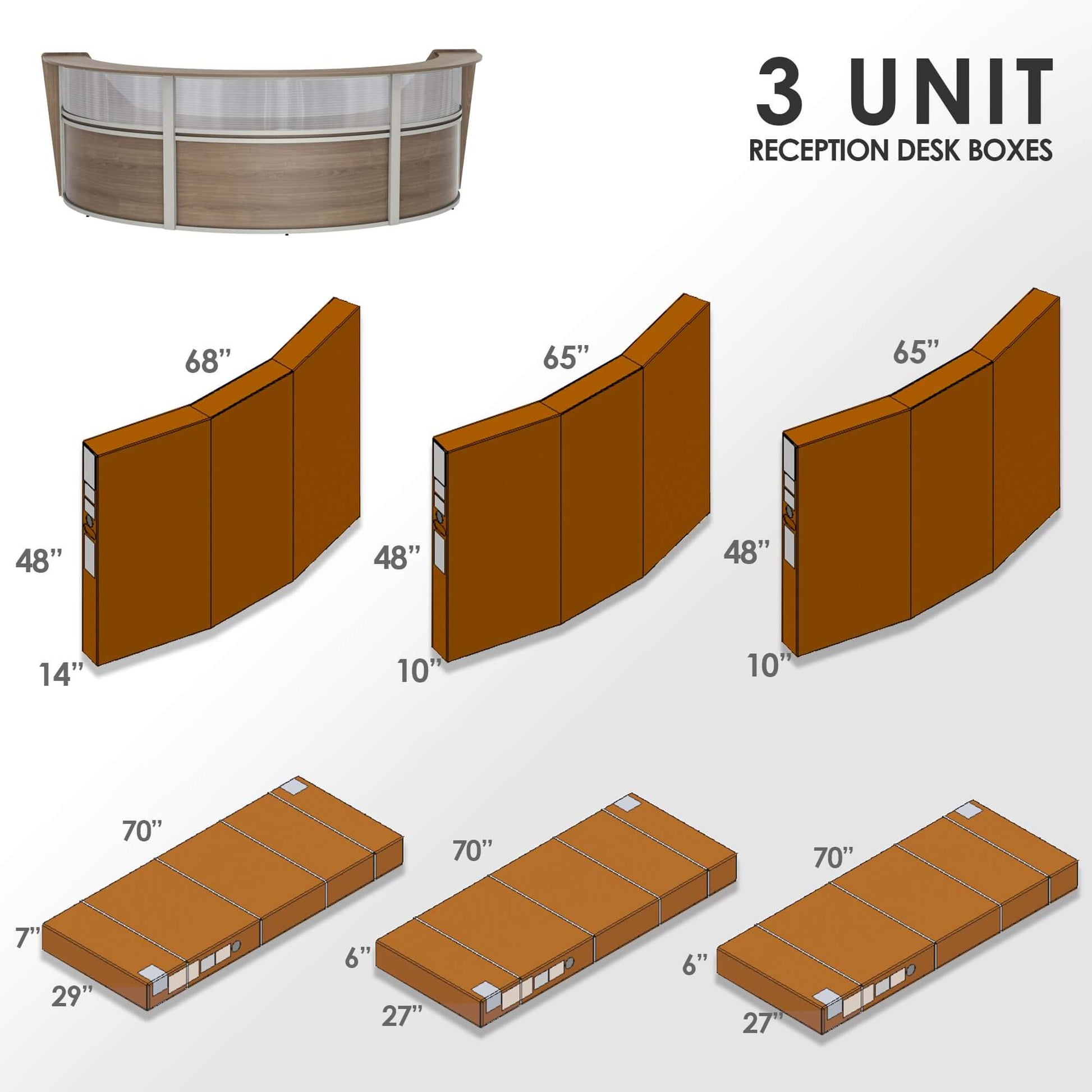 Linea Italia Curved Reception Desk with Polycarbonate 3 Units