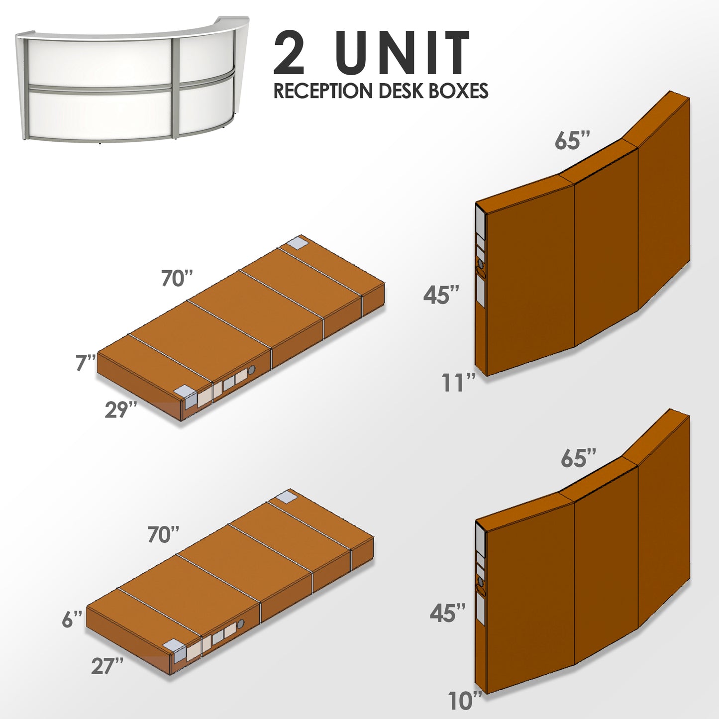 Linea Italia Curved Reception Desk with Counter 2 Units