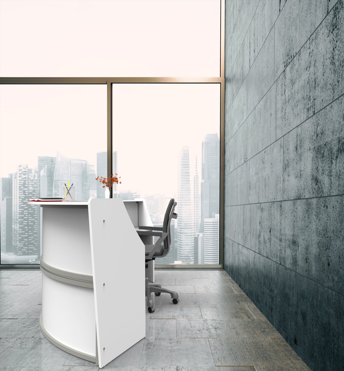 Linea Italia Curved Reception Desk with Counter 2 Units