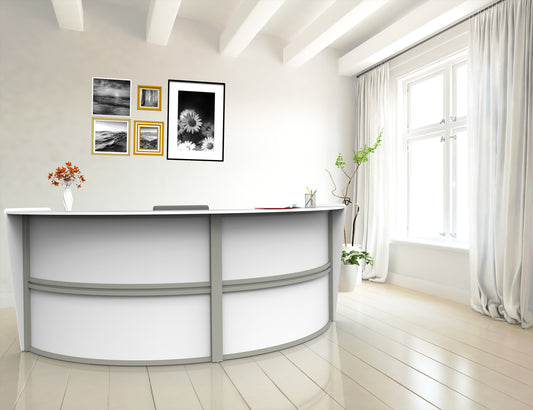 Linea Italia Curved Reception Desk with Counter 2 Units