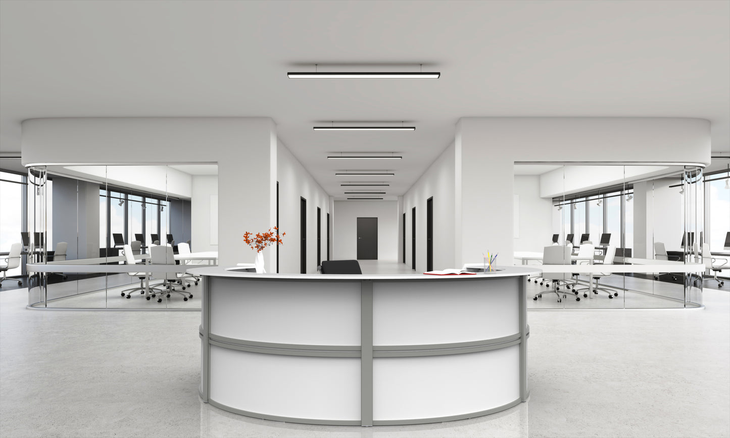 Linea Italia Curved Reception Desk with Counter 4 Units