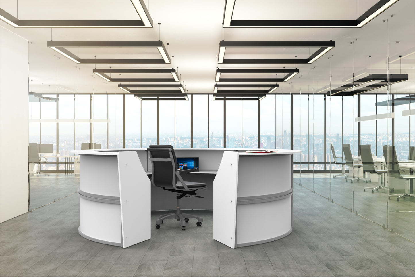 Linea Italia Curved Reception Desk with Counter 5 Units