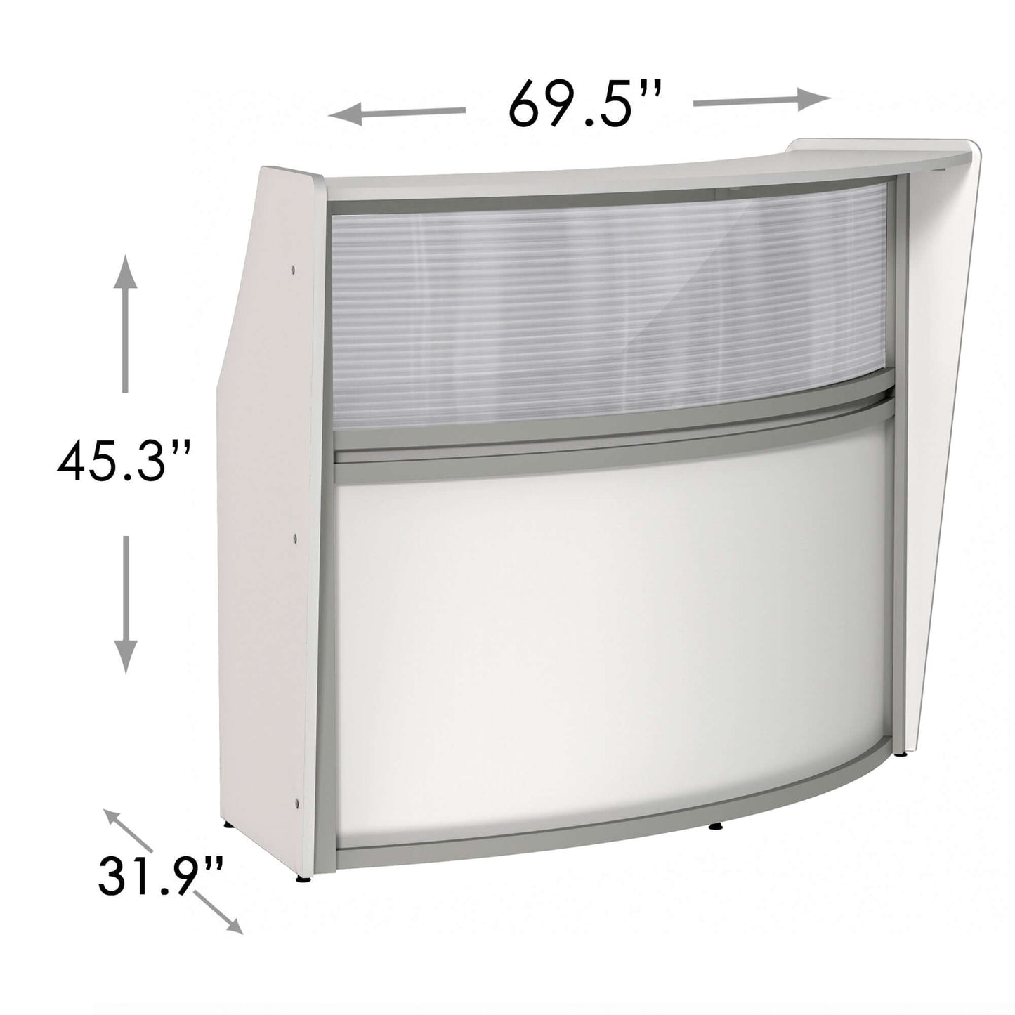 Linea Italia Curved Reception Desk with Polycarbonate Single Unit