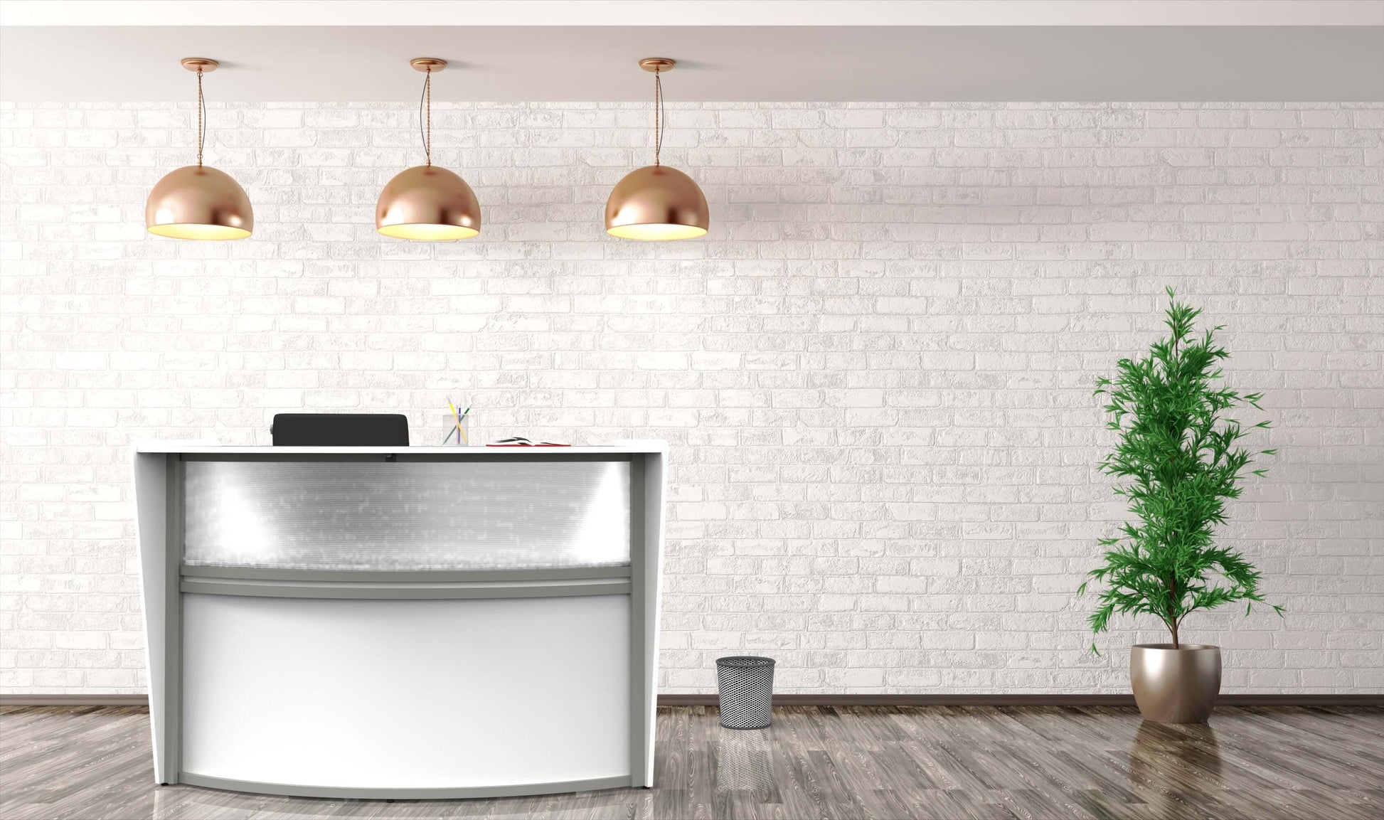 Linea Italia Curved Reception Desk with Polycarbonate Single Unit