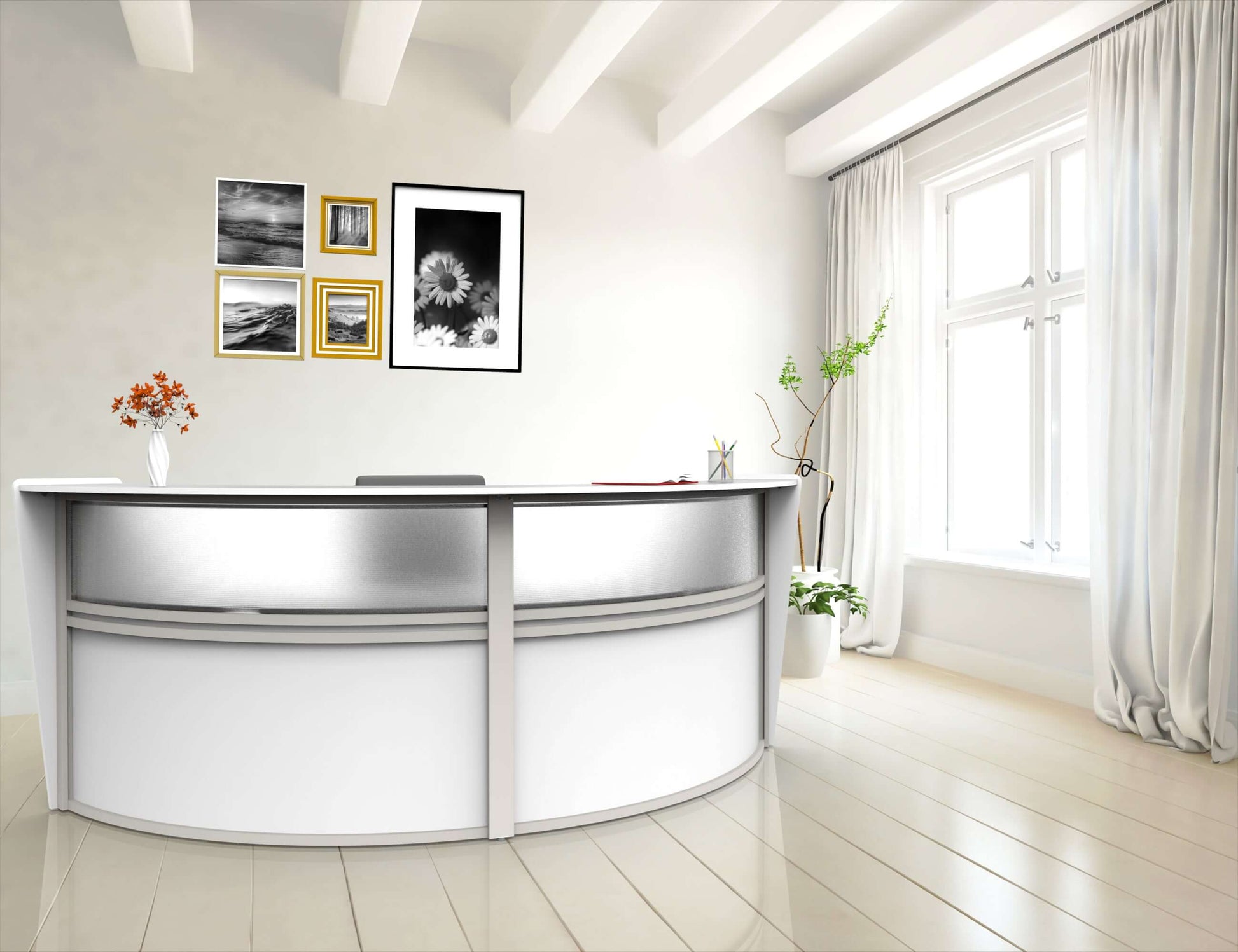 Linea Italia Curved Reception Desk with Polycarbonate 2 Units