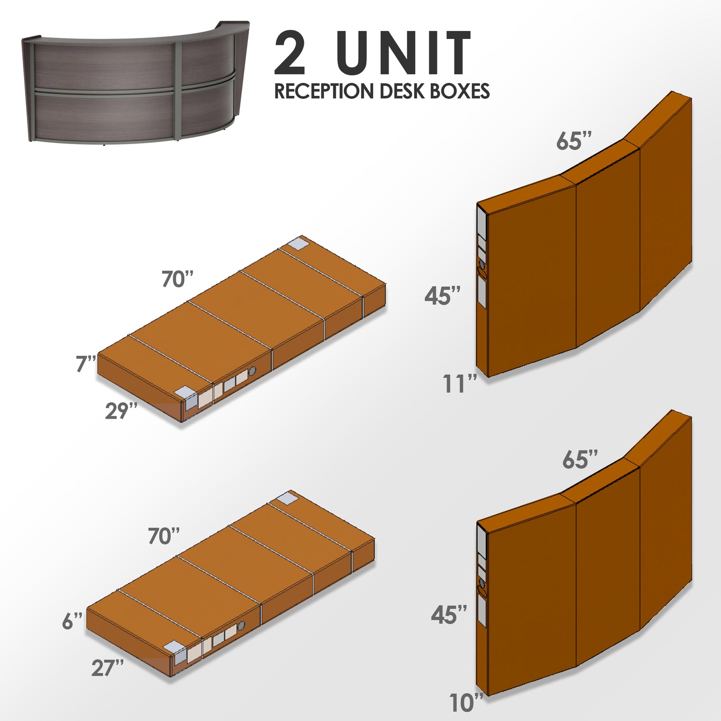 Linea Italia Curved Reception Desk with Counter 2 Units