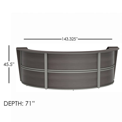 Linea Italia Curved Reception Desk with Counter 3 Units