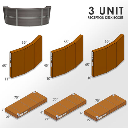 Linea Italia Curved Reception Desk with Counter 3 Units