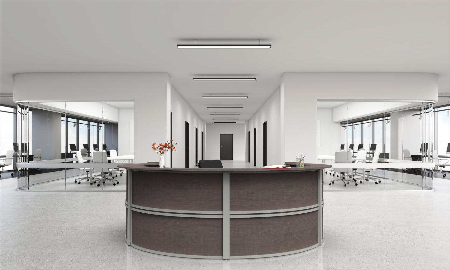 Linea Italia Curved Reception Desk with Counter 4 Units