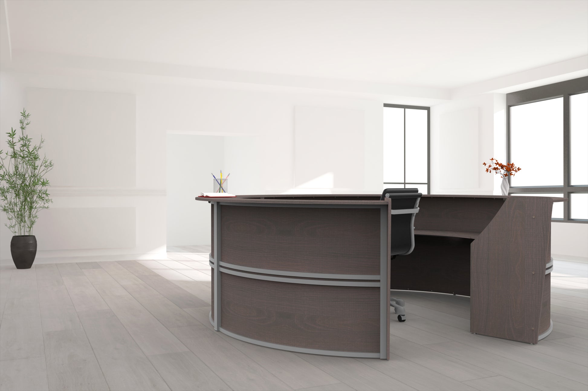 Linea Italia Curved Reception Desk with Counter 5 Units