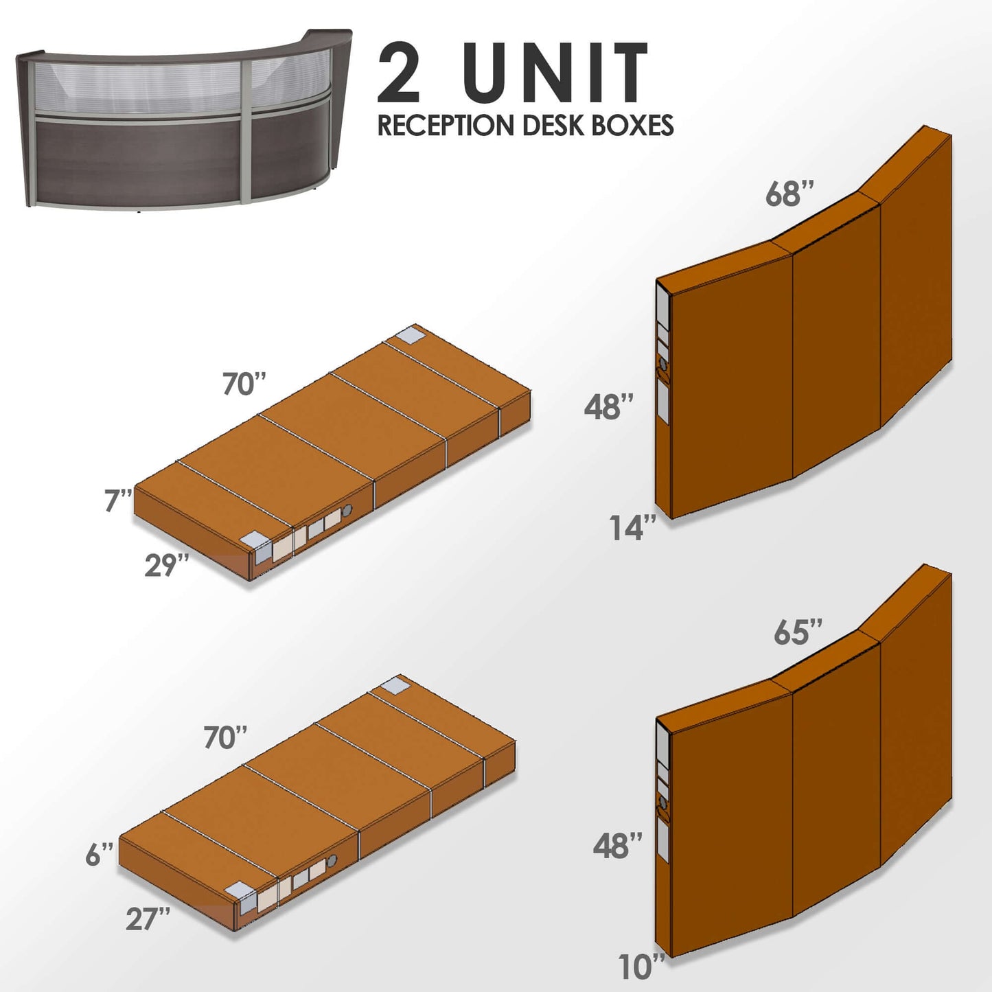 Linea Italia Curved Reception Desk with Polycarbonate 2 Units