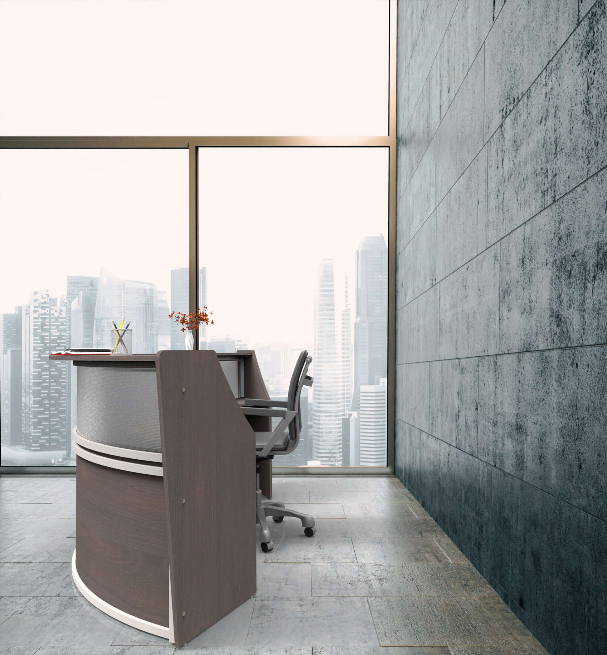 Linea Italia Curved Reception Desk with Polycarbonate 2 Units