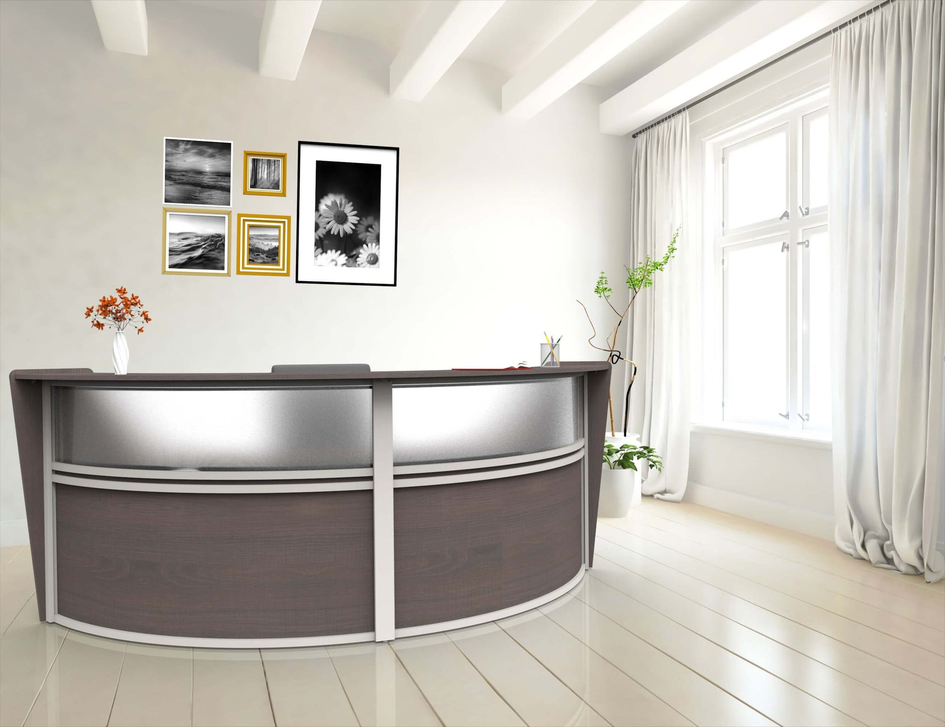 Linea Italia Curved Reception Desk with Polycarbonate 2 Units