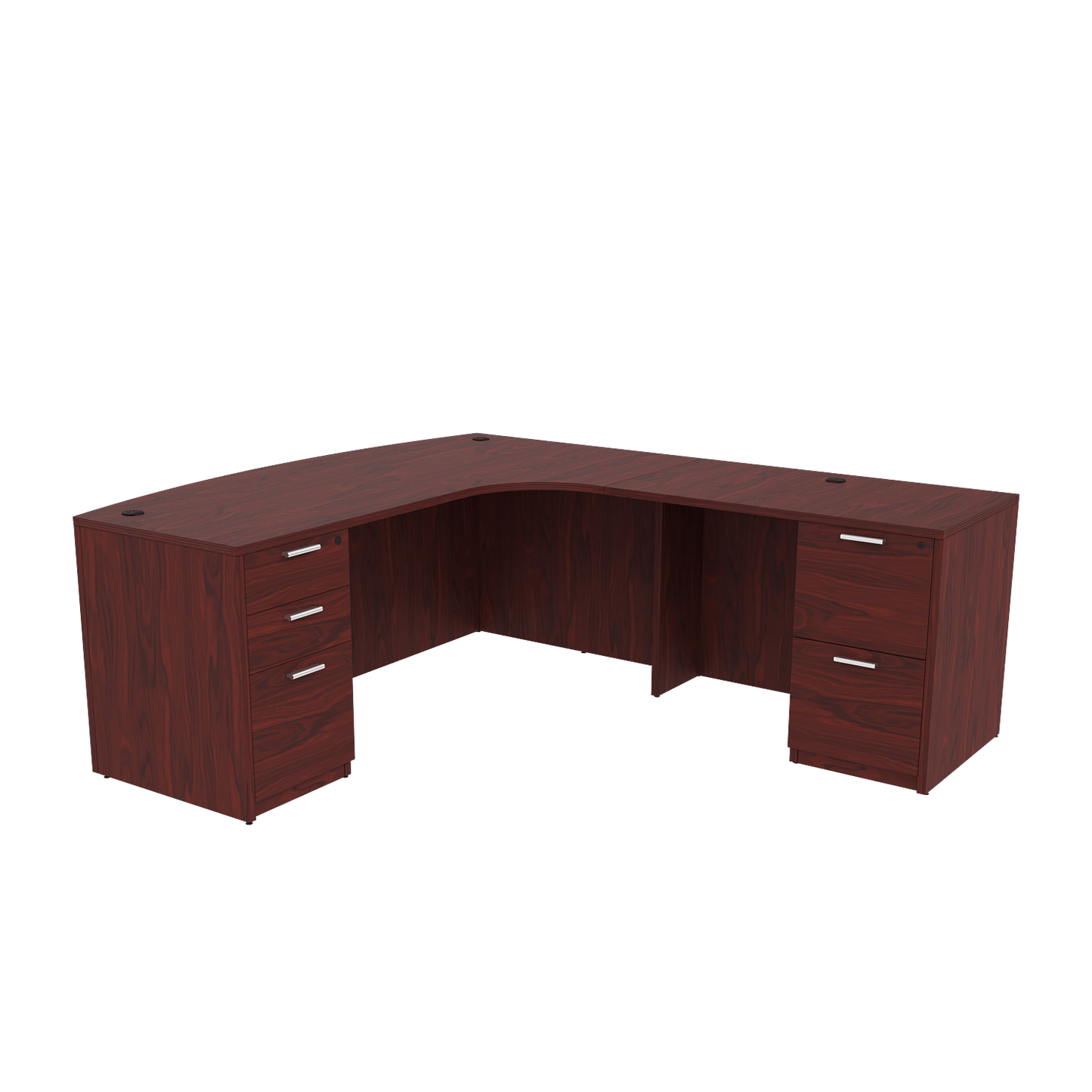 Kai Line Right-Handed Extended Corner Bow Front L-Desk with Double Full Pedestals