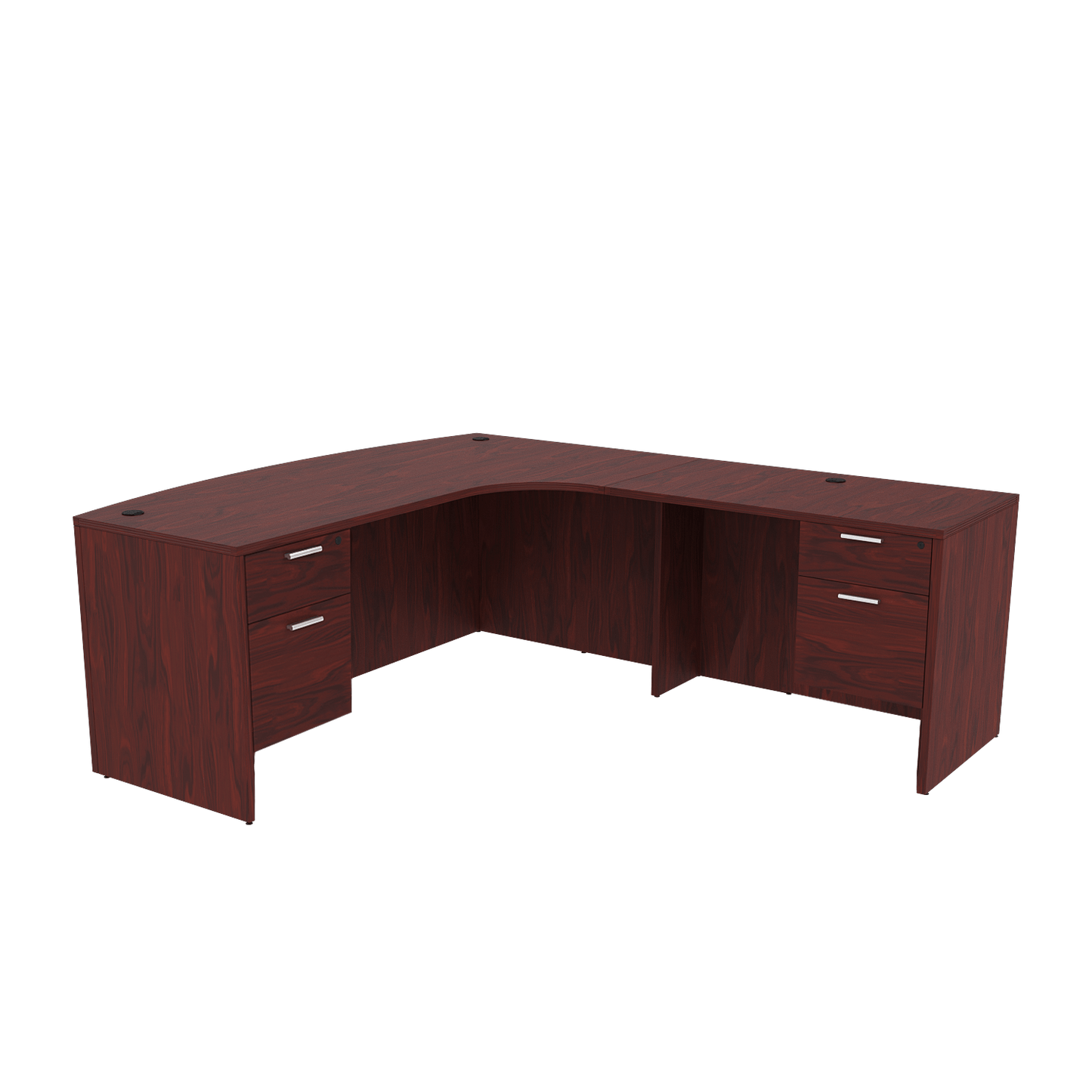 Kai Line Right-Handed Extended Corner Bow Front L-Desk with Double Suspended Pedestals