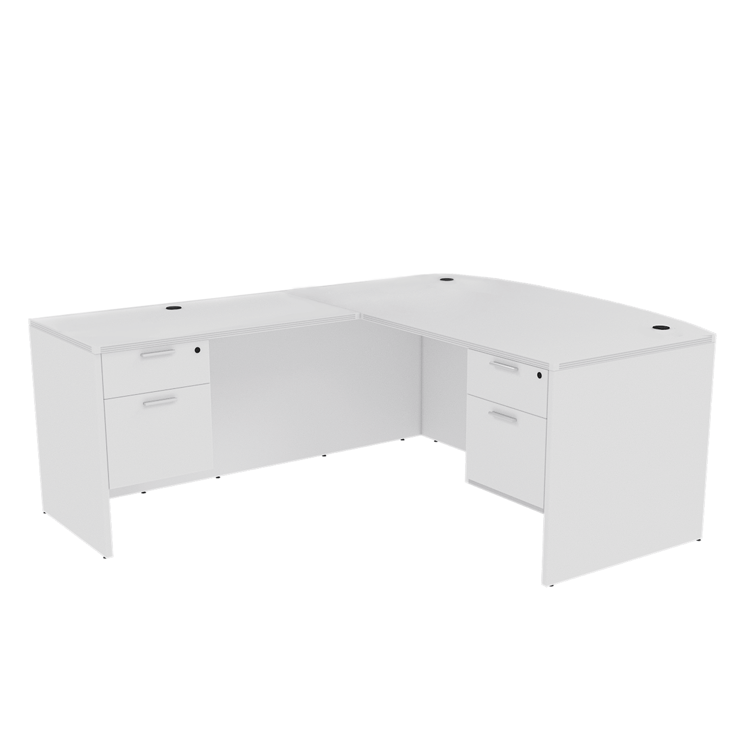 Kai Line Reversible Bow Front L-Desk with Double Suspended Pedestals