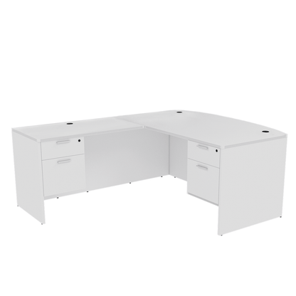 Kai Line Reversible Bow Front L-Desk with Double Suspended Pedestals