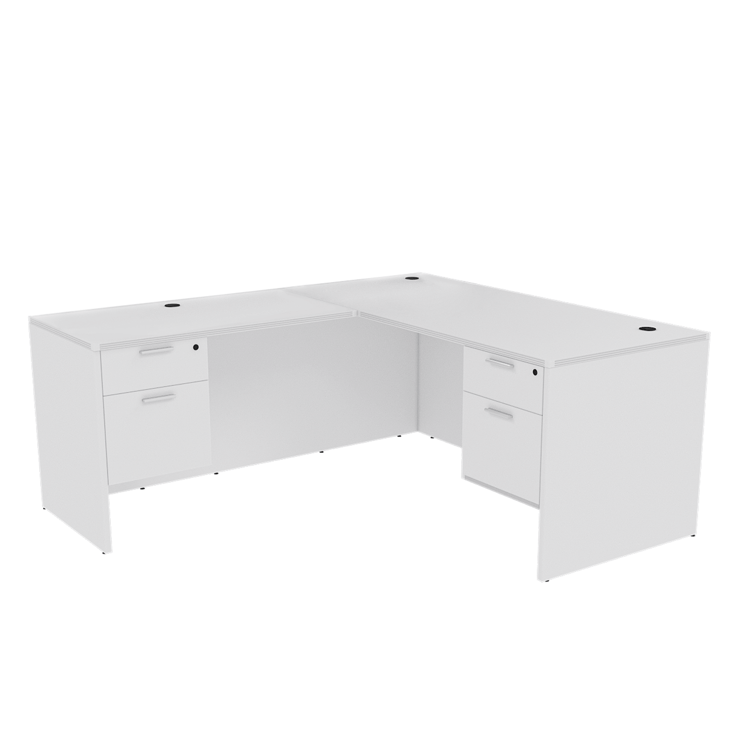 Kai Line L Shaped Desks Reversible with Double Suspended Pedestals